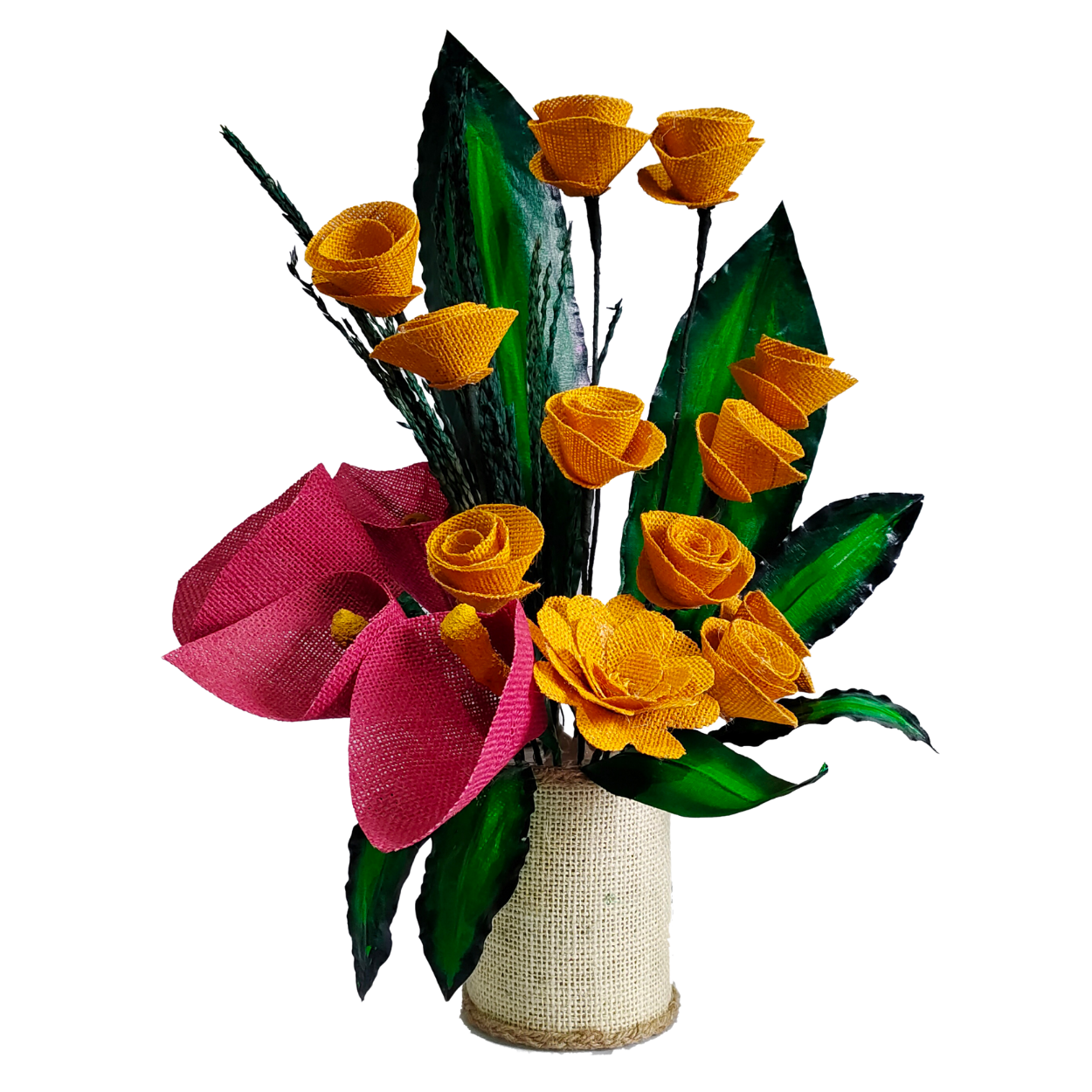 Jute Flower Everlasting Leaf Stand Bouquet