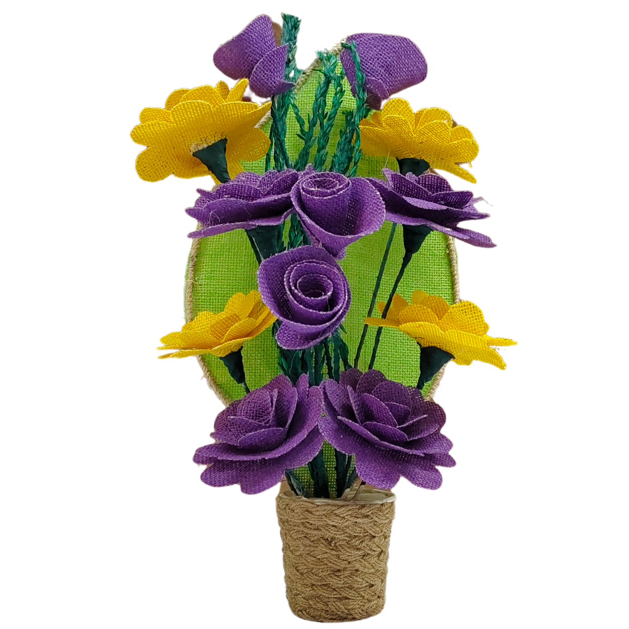 Jute Flowers Everlasting Stand Bouquet with Big Leaf