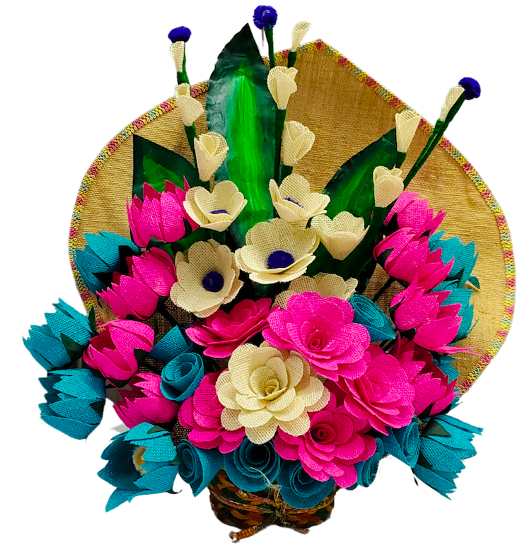 Jute Flowers Bouquet with Lotus Flowers (multi-colour)