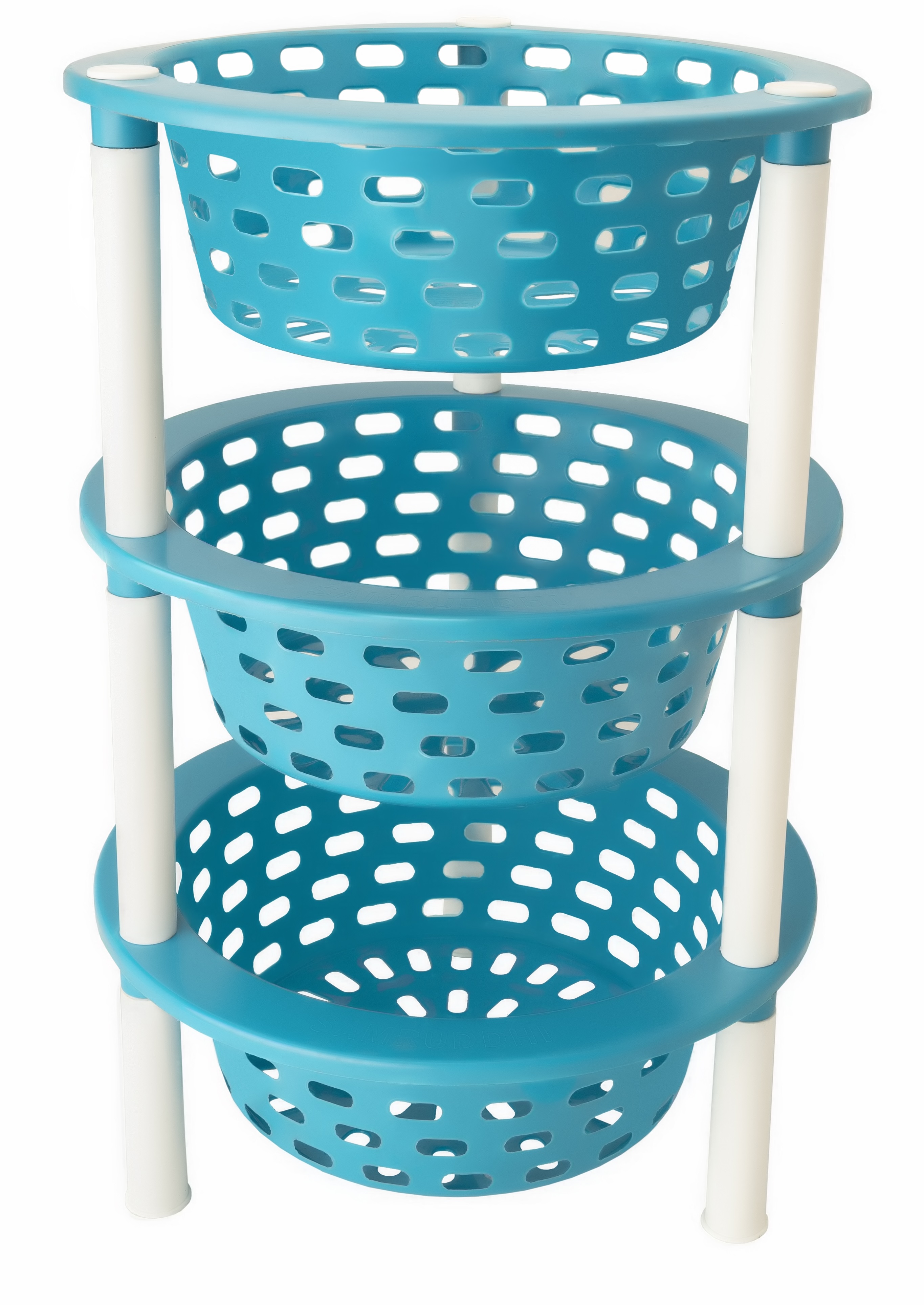 Samruddhi Plastic Vegetable Trolly Round 3 Mix| Rack and Trolley for Home| Dining Room| Bedroom| Kitchen| Living Room| Office-Outdoor-Garden | Dust Fr