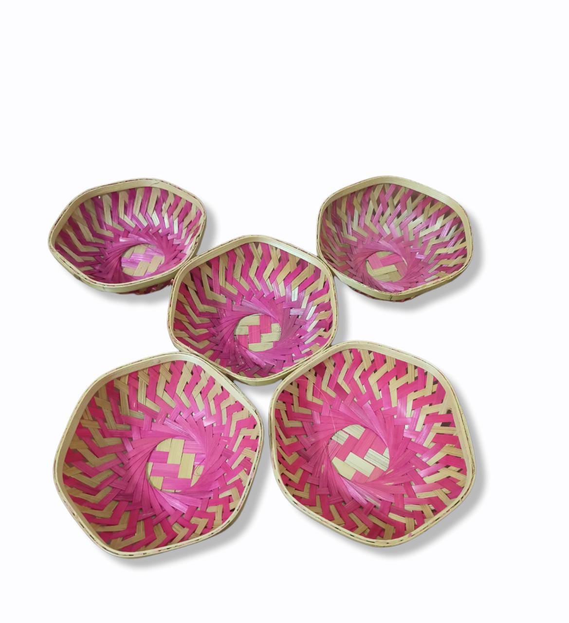 Hexagon Bamboo Basket Piece Of 5
