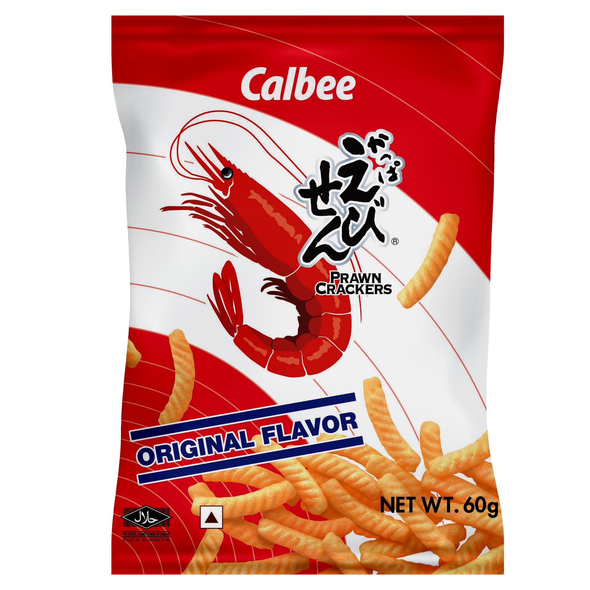 Calbee Prawn Crackers Original Flavor 60g pack, Imported,