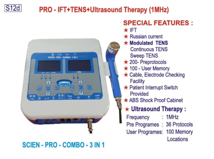 PRO-COMBO-3 IN 1 (IFT+TENS+ULTRASOUND THERAPY-1MHz)