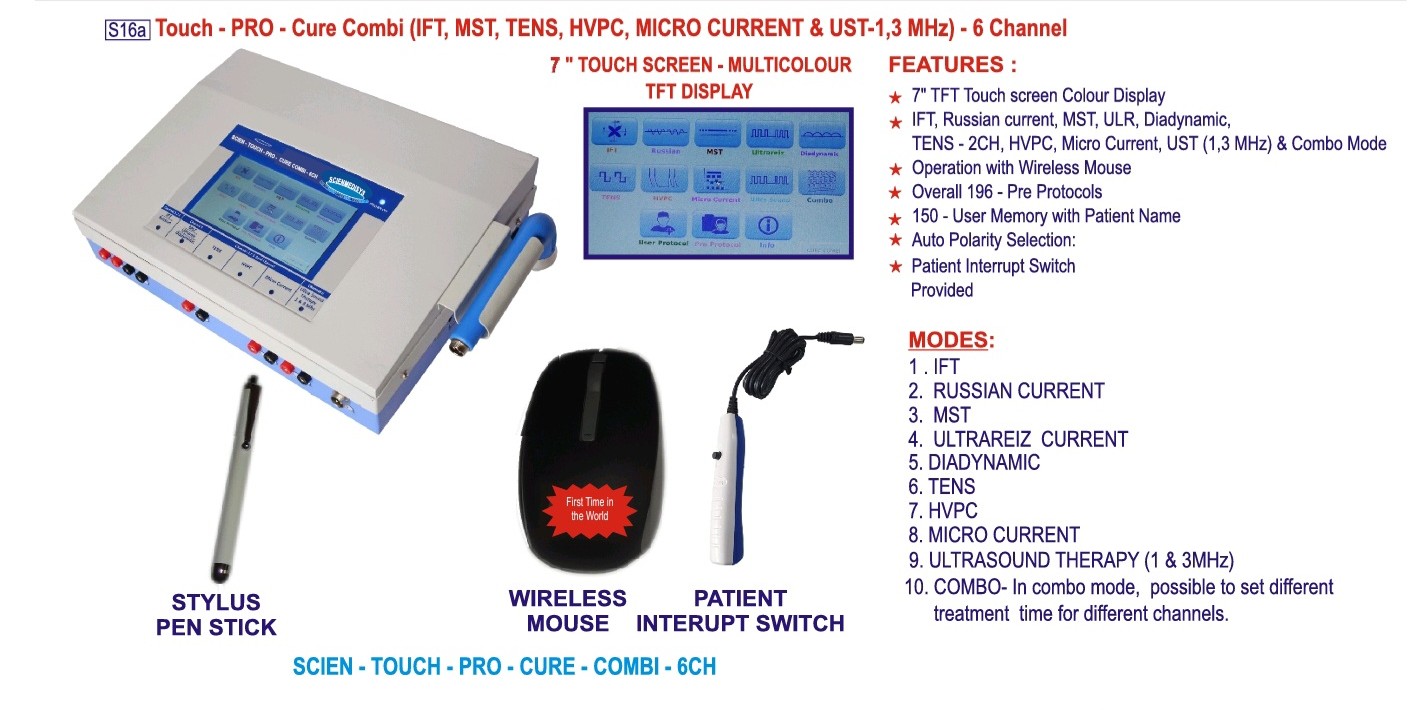 TOUCH-PRO-CURE COMBI (IFT+MST+TENS+HVPC+MICRO CURRENT+ULTRASOUND THERAPY)