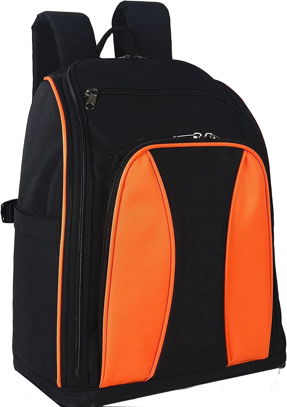Pahal Nylon Tool Bag Backpack Waterproof Heavy Duty for Tools of Electrician,Technician, Black/Orange 36 Pockets 17 INCH