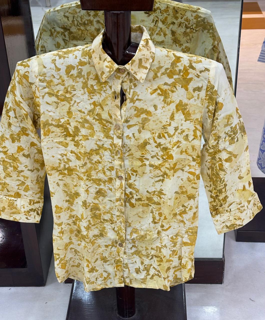  printed fabric made from natural leaves. 
