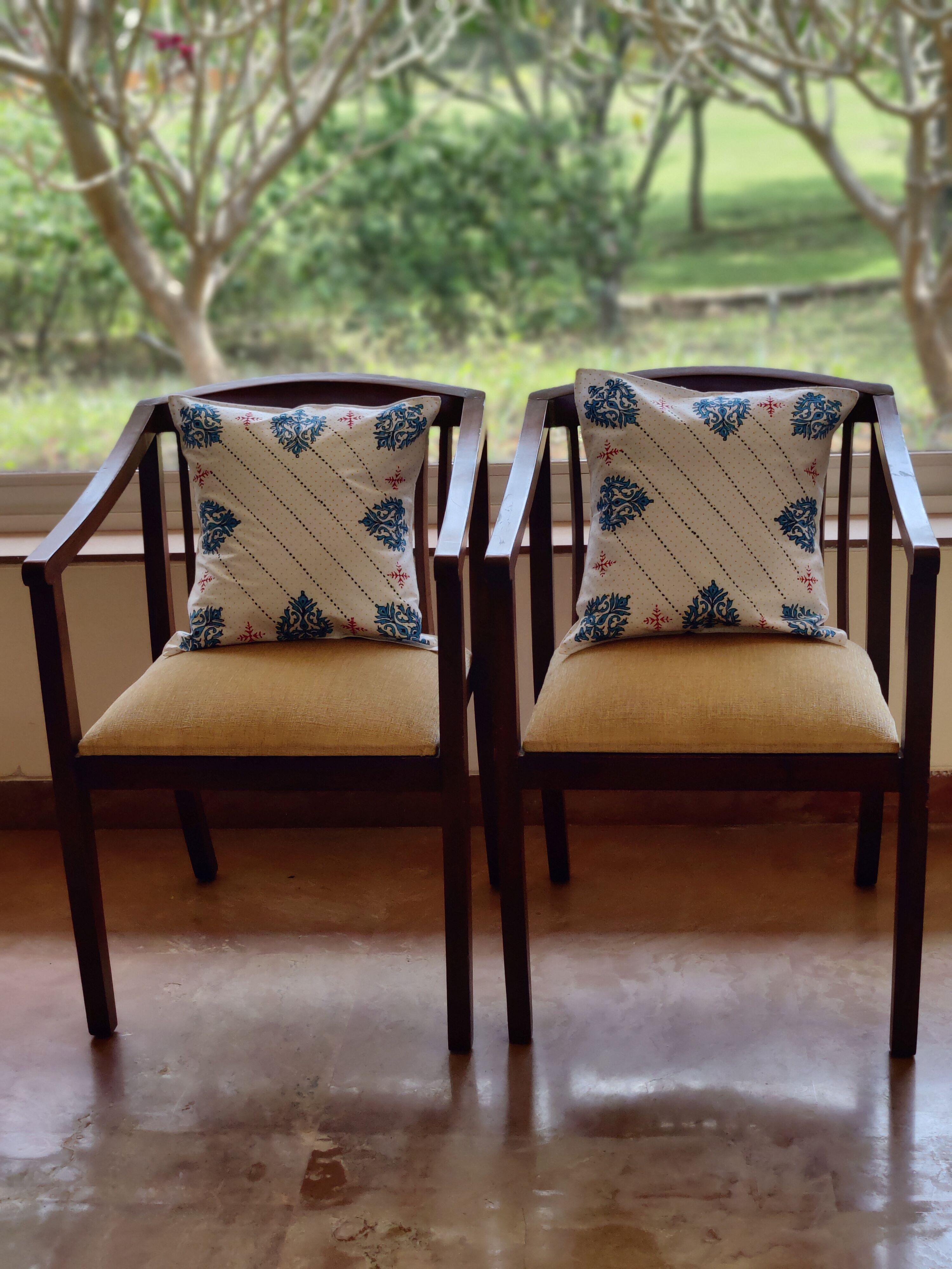 Cushion Covers Hand Block Printed Standard Size (Set of 2) (Design-2)