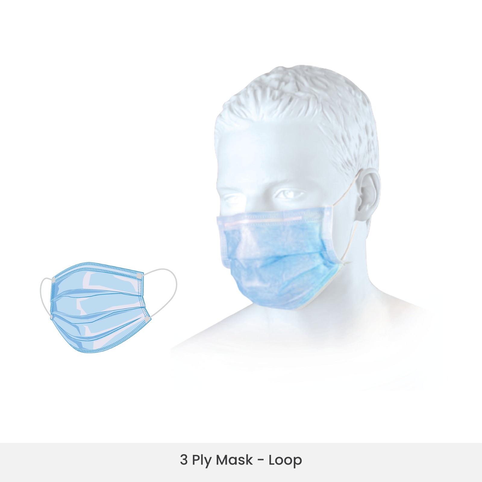 Face Mask  3ply Blue Loop