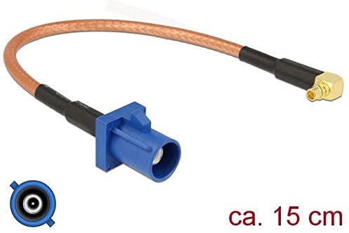 0.15 m Fakra C MMCX Blue Brown Coaxial Cable – Fakra C, MMCX, Straight, Curved, RG-316 Coaxial Cable (0.15 m)