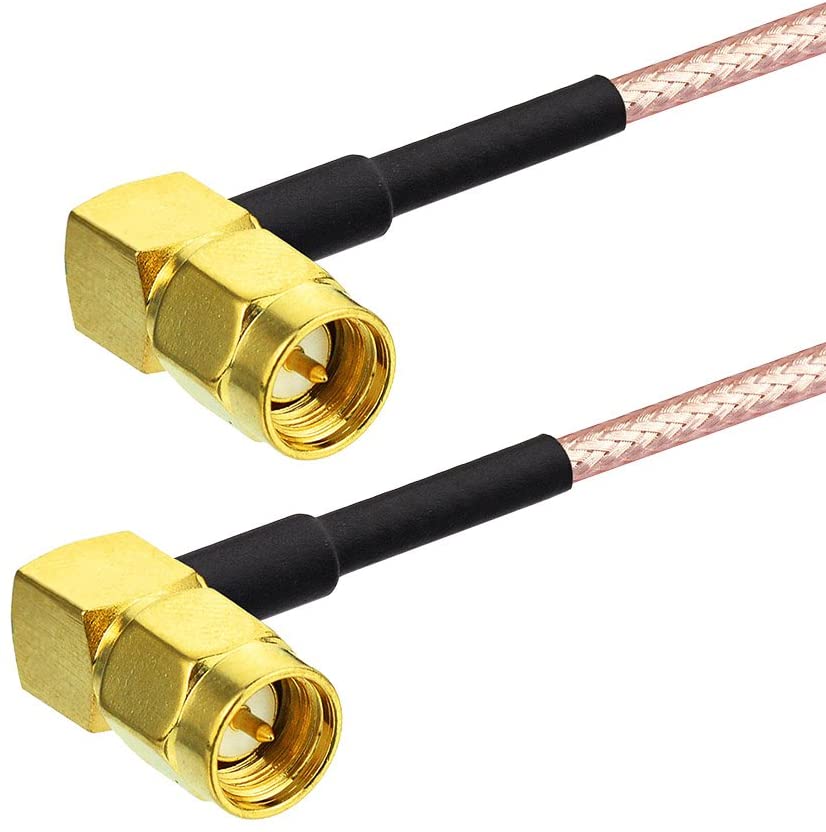 SMA Cable, SMA Male to SMA Male Right Angle Connector Cable Jumper, RG316, 3Ft
