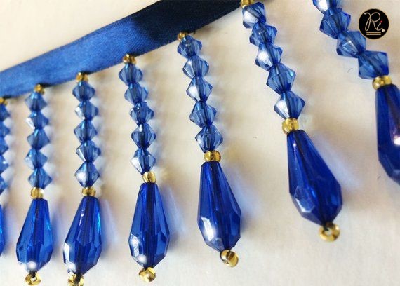 Royal Blue Beaded Fringe