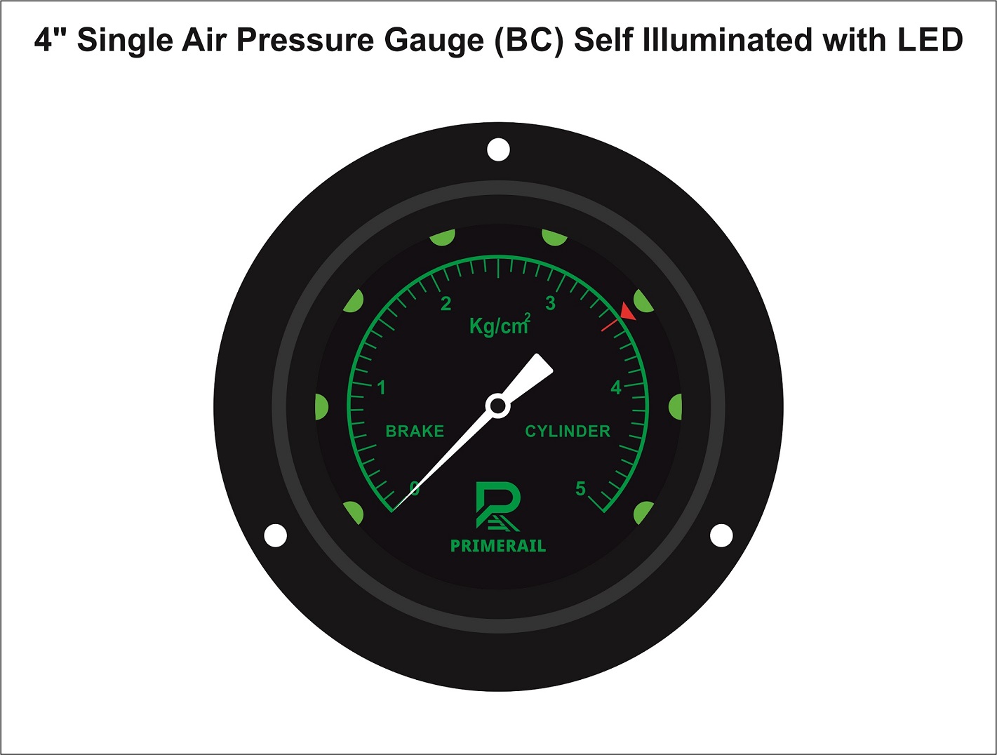 4 INCH SINGLE PRESSURE GAUGE (BC) SELF ILLUMINATED BACK LIT WITH LED (FLUSH MOUNTED)