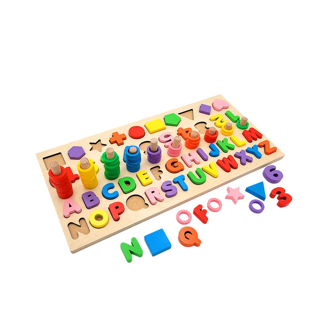 Little Genius Wooden 4 in 1 Kids Puzzle Board, 3 Years & Above, Preschool Toys (1 Pieces)