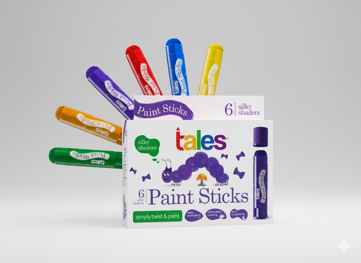Silky Paint Sticks – 6 Colors (Blue, Violet, Green, Orange, Red, Yellow)