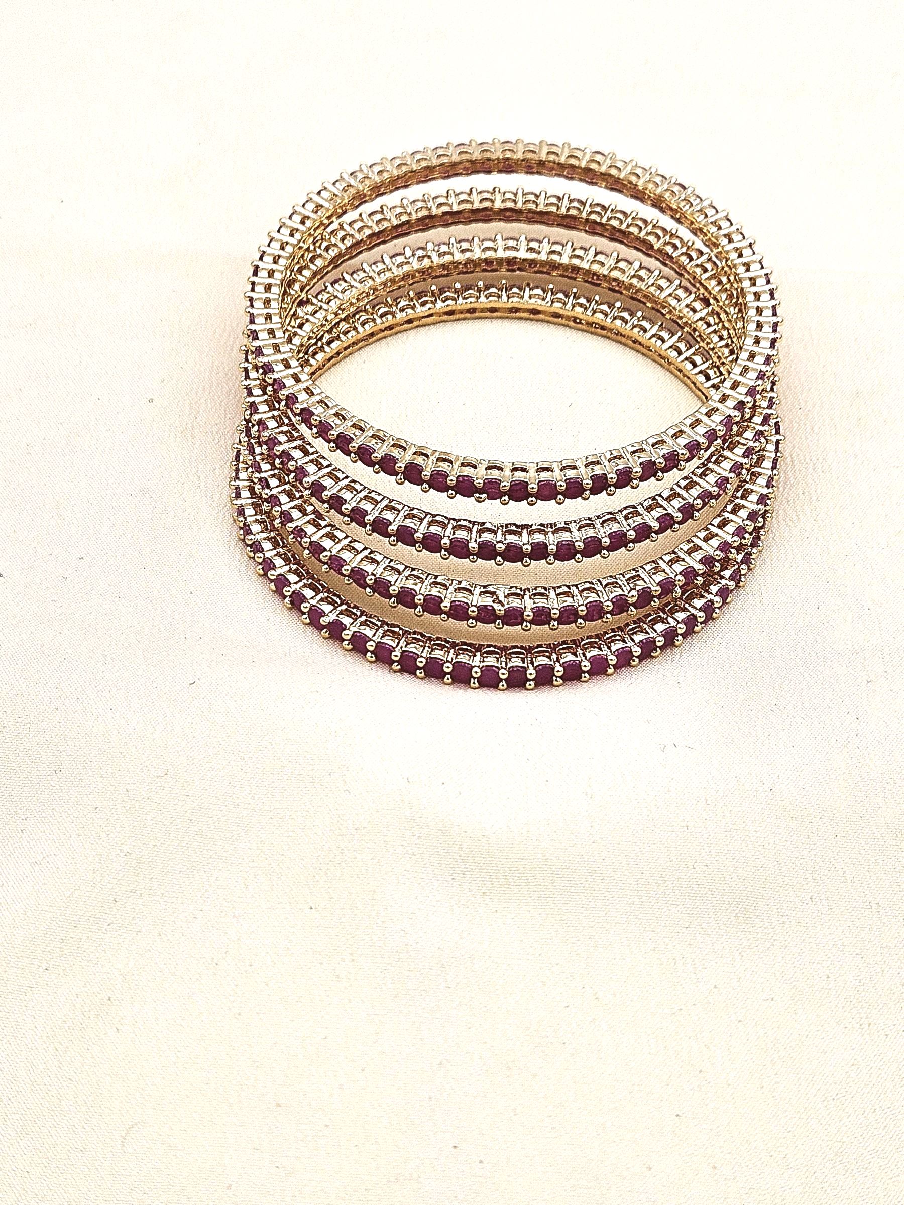 Attractive Set of 4 Gold plated Red Hydro Quartz light weight Bangle