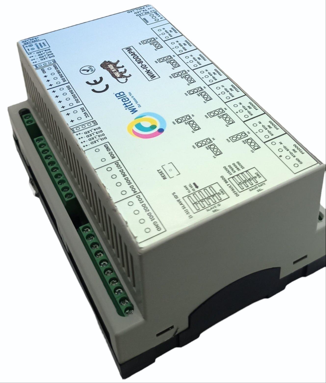 8 Analog input / PT100 w 8 Digital Input n 8 Digital Output w Modbus RTU RS485|WI-IO-8DDAPM