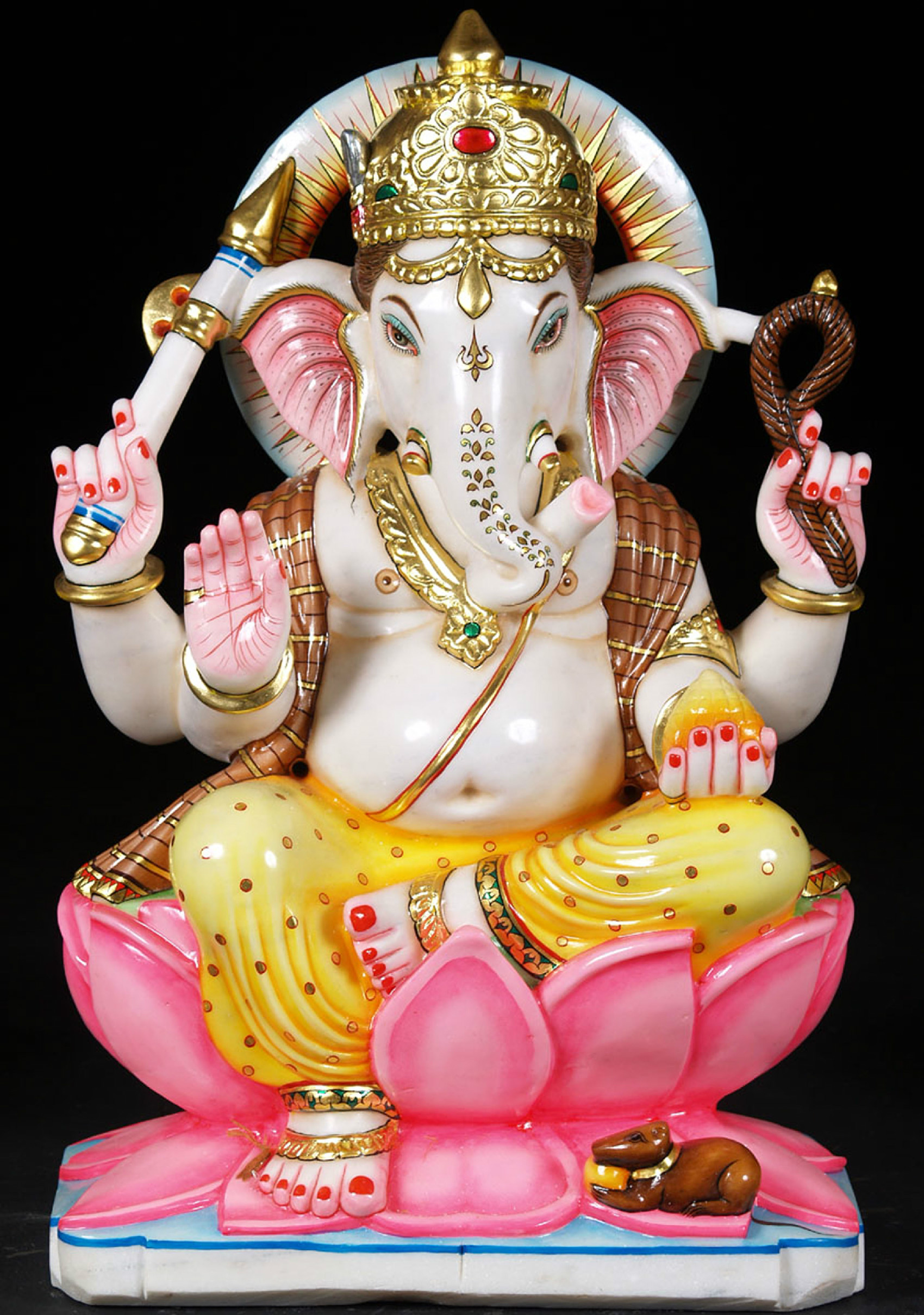 MnM Craft Marble Ganesh Color Statue 5'-0