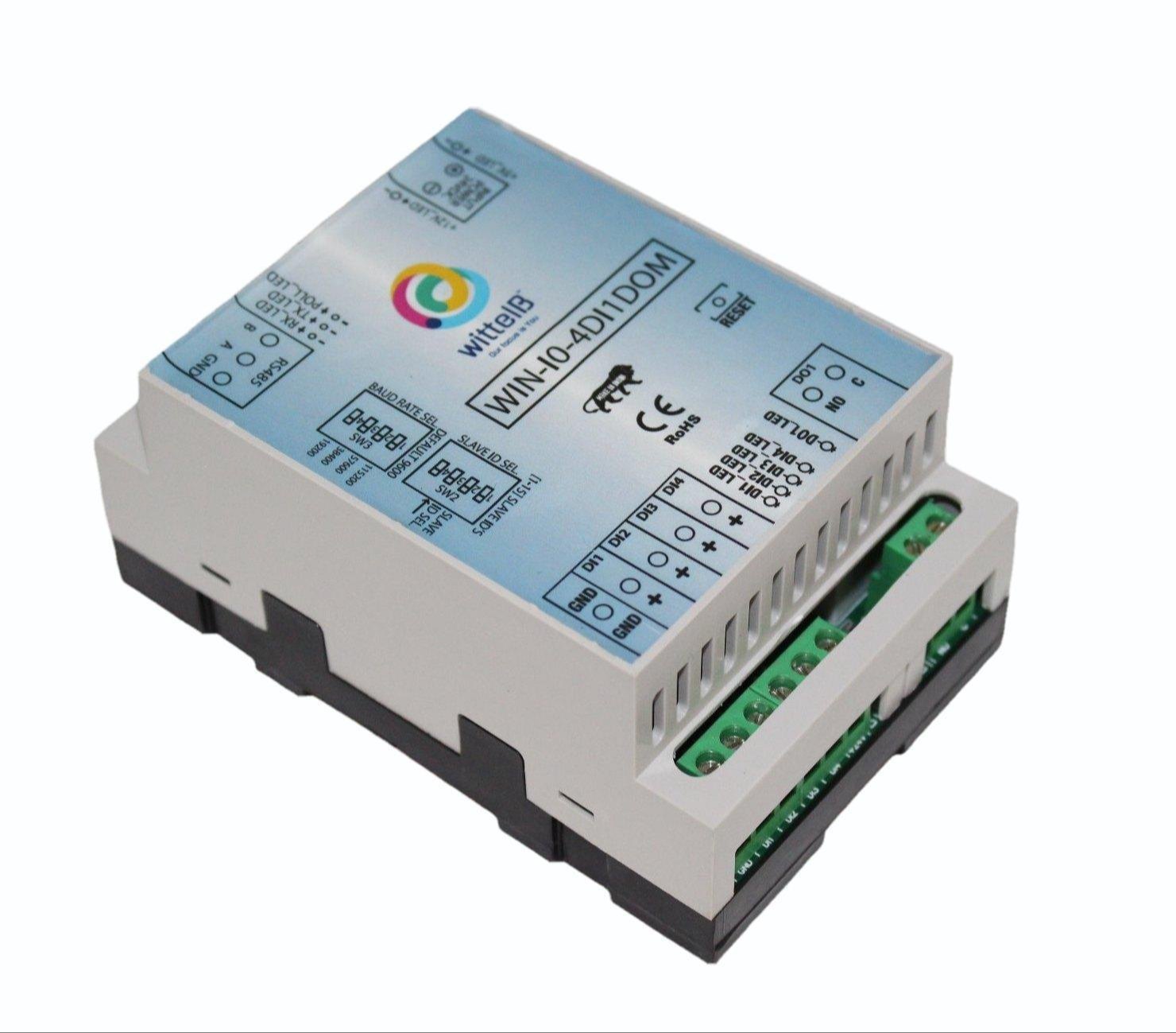 4 Port Digital Input 1 Port Digital Output Relay Module with Modbus RTU RS485|WIN-IO-4DI1DOM