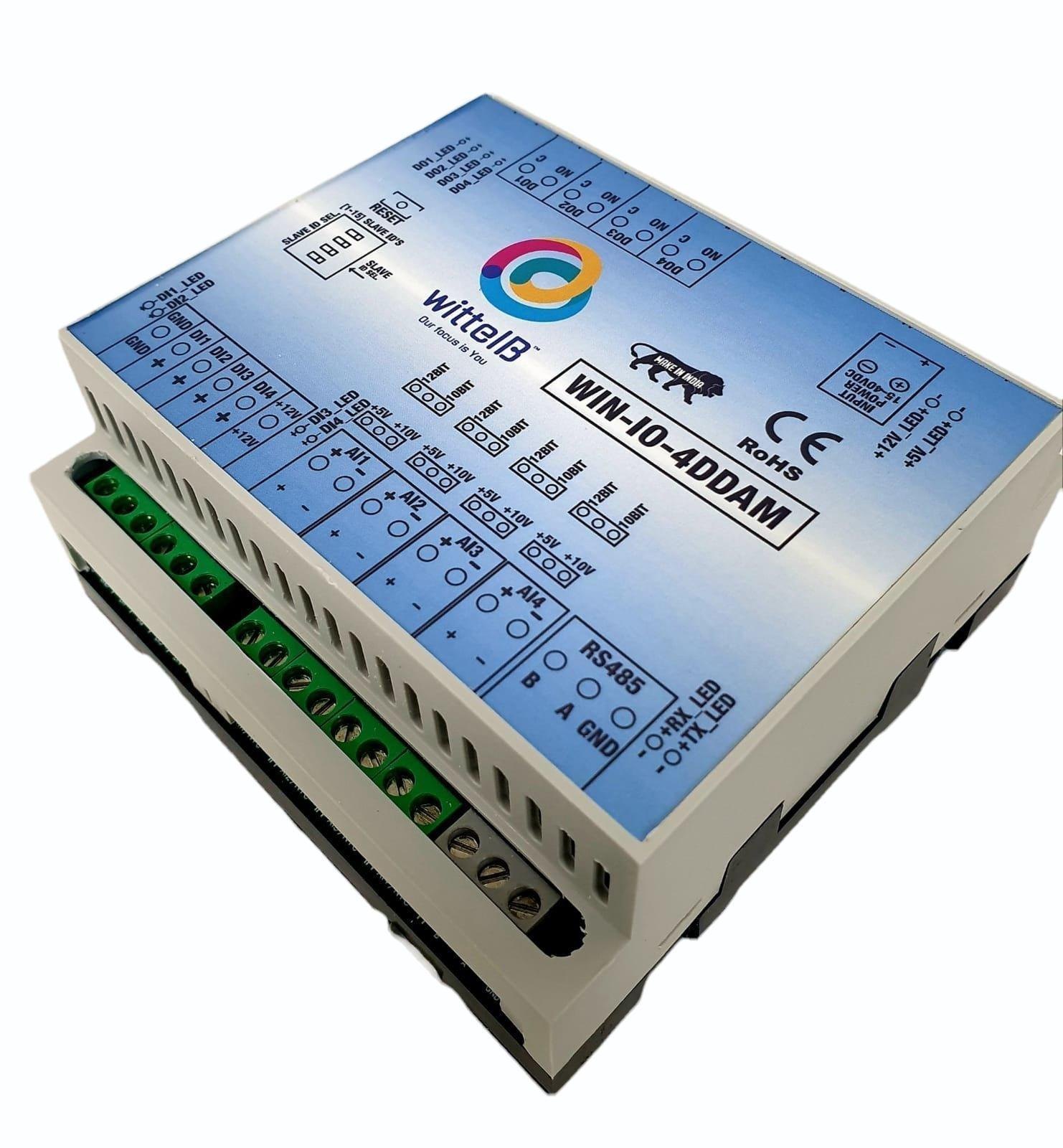 4 Digital Input, 4 Digital Output, 4 Analog Input, w Modbus RTU RS485|WIN-IO-4DDAM-CE