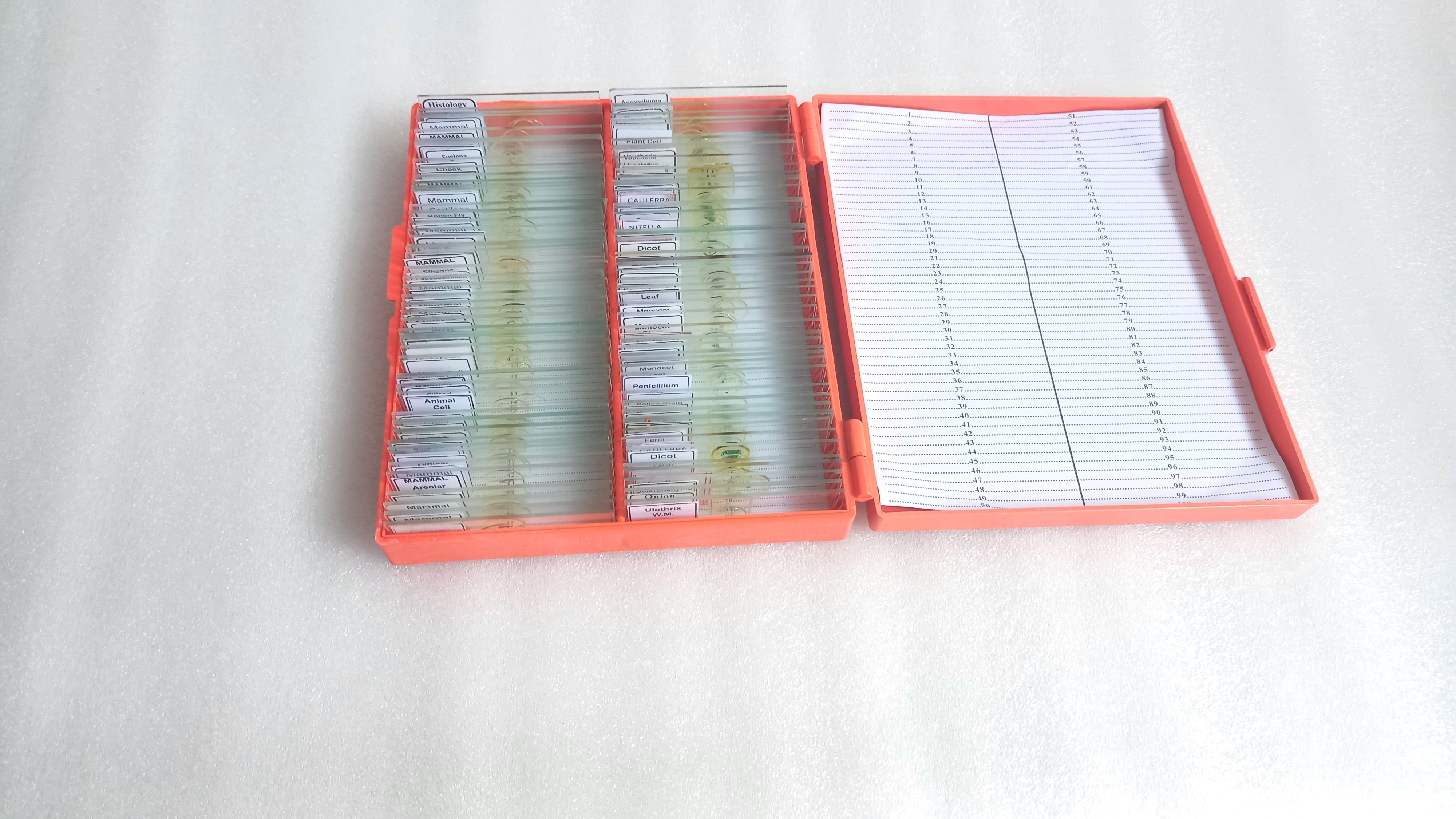 Permanent Prepared Microscope Slides (Set of 100 pc) Including Animal & Plant Specimen