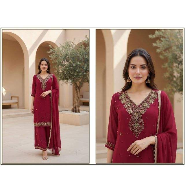 New Georgette Heavy Handwork palazzo suite for Fashionable Vetican palazzo Suit Women Ethnic Ensemble for Party Festive