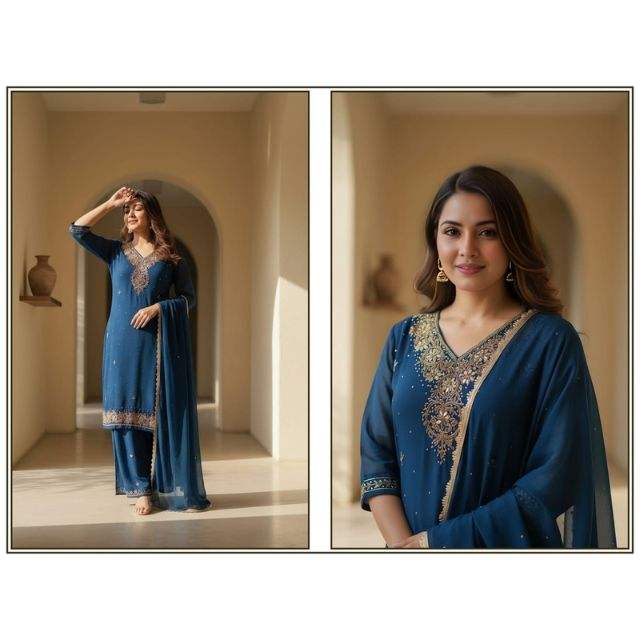 Best Georgette Heavy Handwork palazzo suite for Fashionable Vetican palazzo Suit Women Ethnic Ensemble for Party Festive