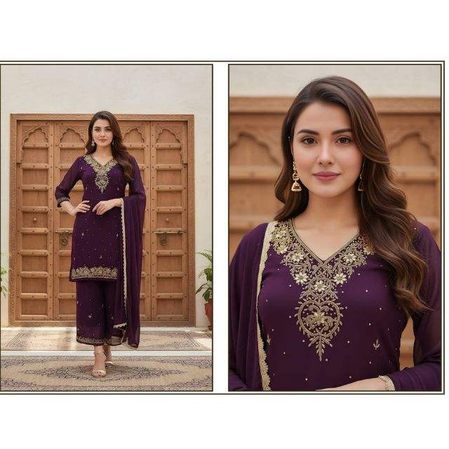 Best Georgette Heavy Handwork palazzo suite for Fashionable Vetican palazzo Suit Women Ethnic Ensemble for Party Festive