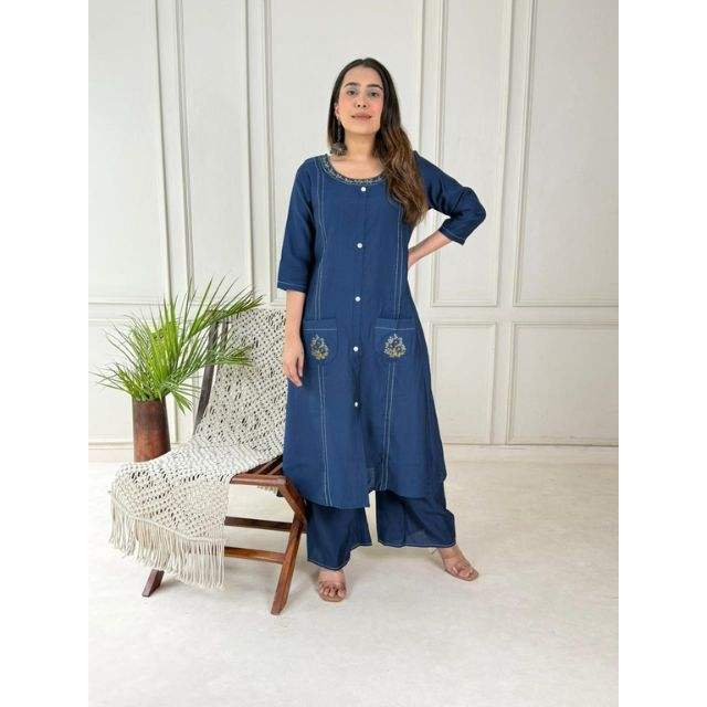 Exclusive Cordset A-Line Plazo suite with Vetican Pocket Work for Women Ethnic Fashion Outfit with Uses in Wedding Party Festive & Office Wear