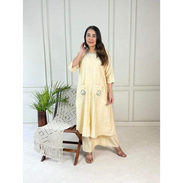 Premium Cordset A-Line Plazo suite with Vetican Pocket Work for Women Ethnic Fashion Outfit with Uses in Wedding Party Festive & Office Wear