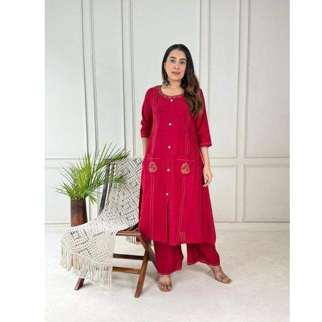  Cordset A-Line Plazo suite with Vetican Pocket Work for Women Ethnic Fashion Outfit with Uses in Wedding Party Festive & Office Wear