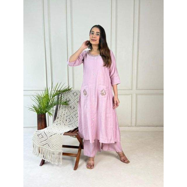 Designer Cordset A-Line Plazo suite with Vetican Pocket Work for Women Ethnic Fashion Outfit with Uses in Wedding Party Festive & Office Wear