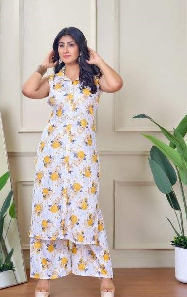 Premium Cotton Sleeveless Inbox Print Kurti for Women Ethnic Fashion Outfit with Uses in Wedding Party Festive & Office Wear