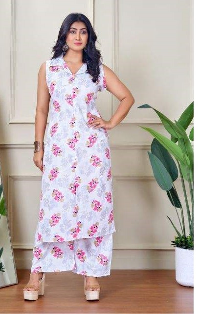 New Arrival Cotton Sleeveless Inbox Print Kurti for Women Ethnic Fashion Outfit with Uses in Wedding Party Festive & Office Wear