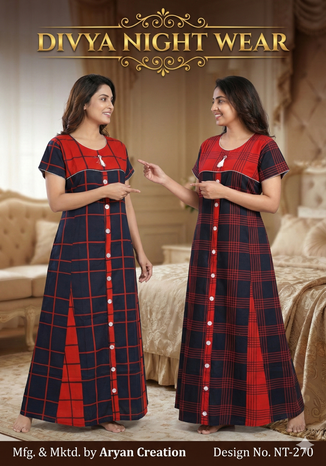 Red Blue Kali Night Wear