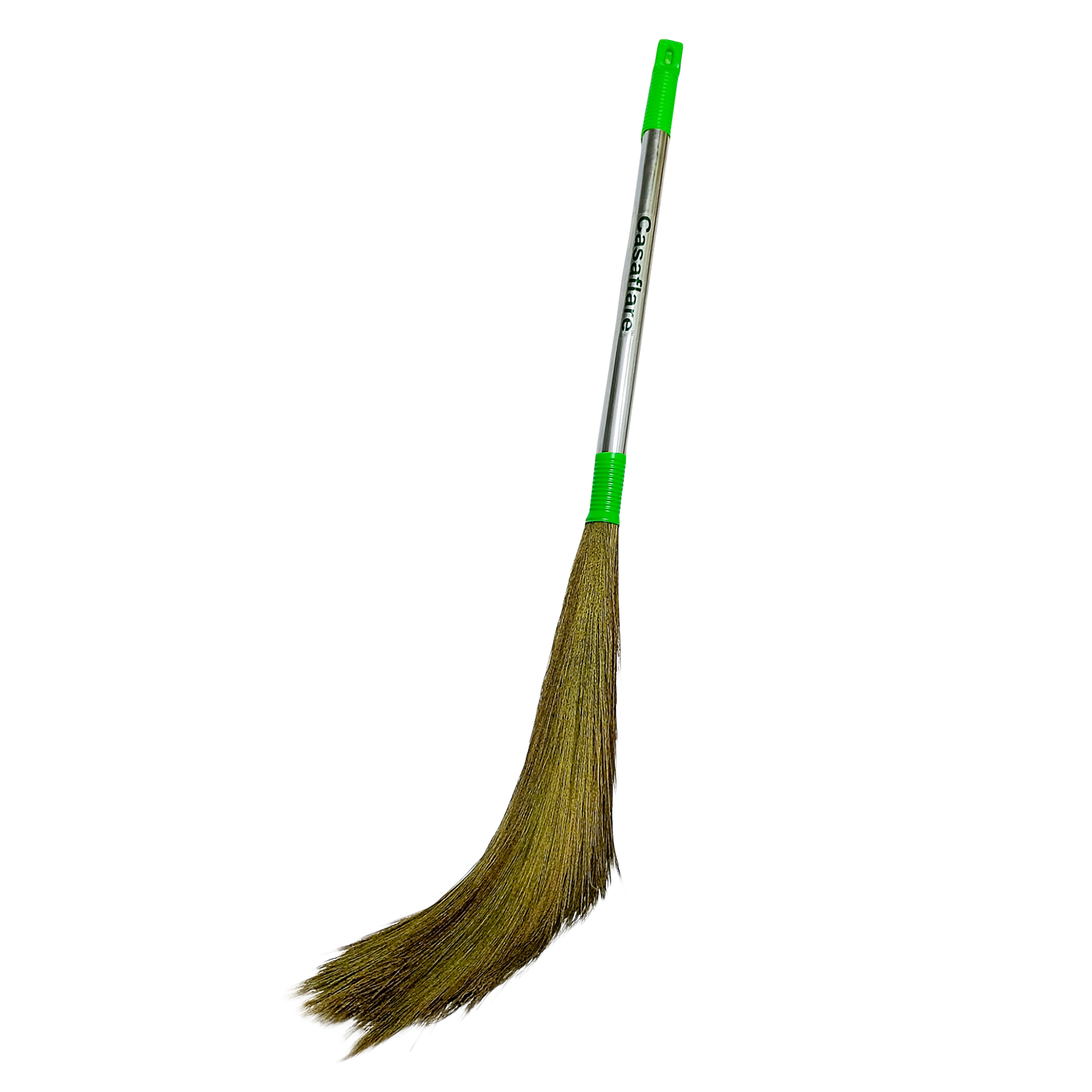 Natural Grass Broom Long Stainless Steel Handle Phool Jhadu Home & Office