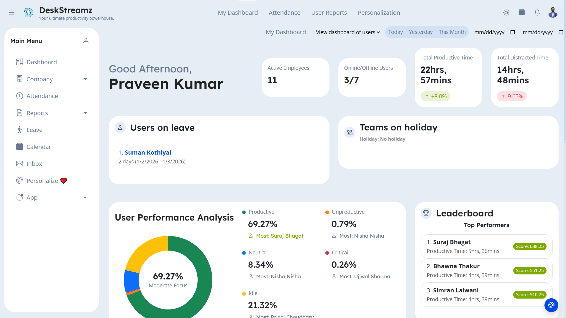 DeskStreamZ – Remote Team Productivity Platform