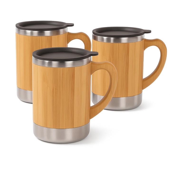 Eco-Friendly Bamboo Coffee Mug with Stainless Steel Inner