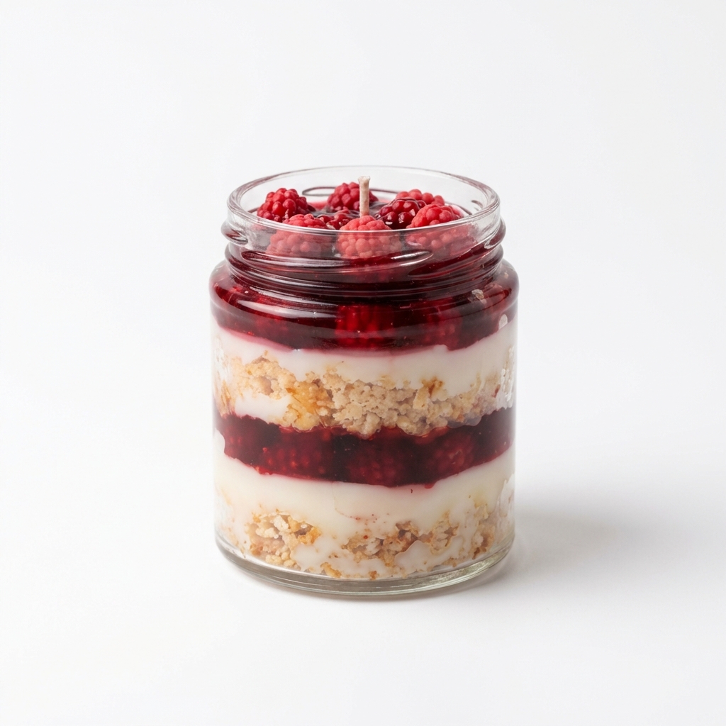 Berry Cheesecake Layered Soy Wax Candle – Premium Glass Jar