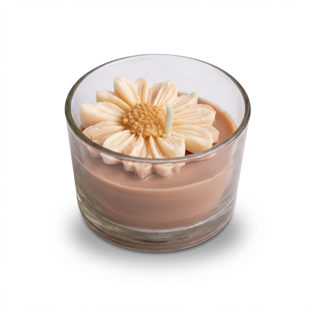 Daisy Bliss Scented Soy Candle – Floral Glass Jar