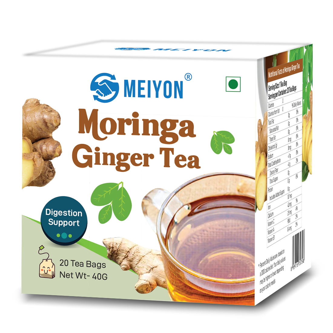Moringa Ginger Tea -Immunity Booster, Blood Sugar Control, Weight Loss, Heart Health