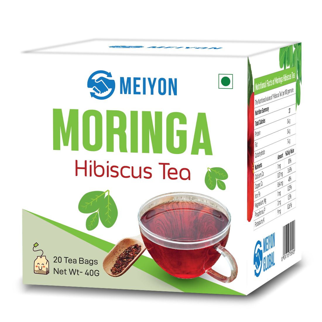 Moringa Hibiscus Tea -With Moringa & Hibiscus leaves, supports weight loss, Liver health , Lowering Blood Pressure