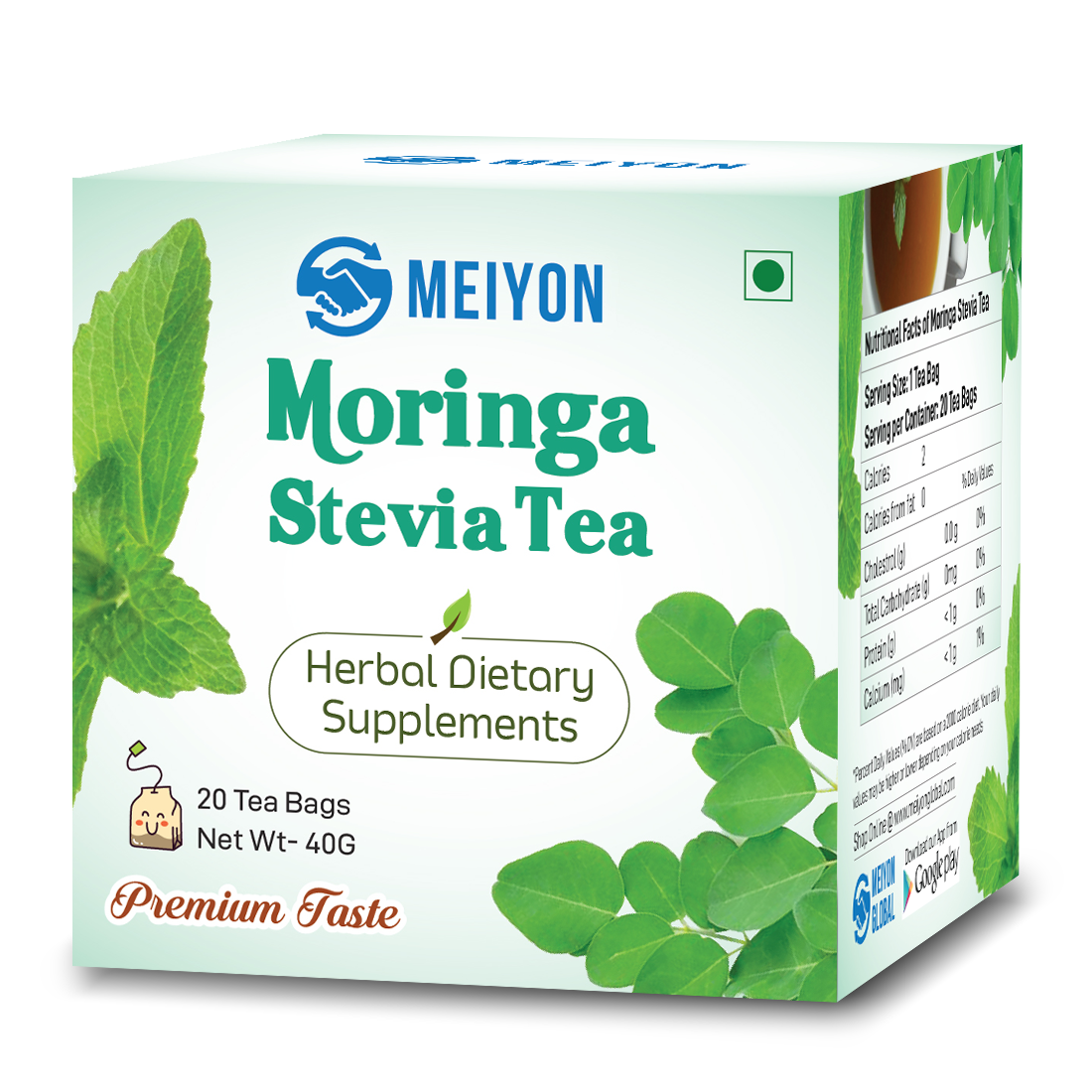 Moringa Stevia Tea- Good for Blood Sugar regulation, Supports Weight Loss, Rich In Anti-oxidant, Calorie Free Sweetness