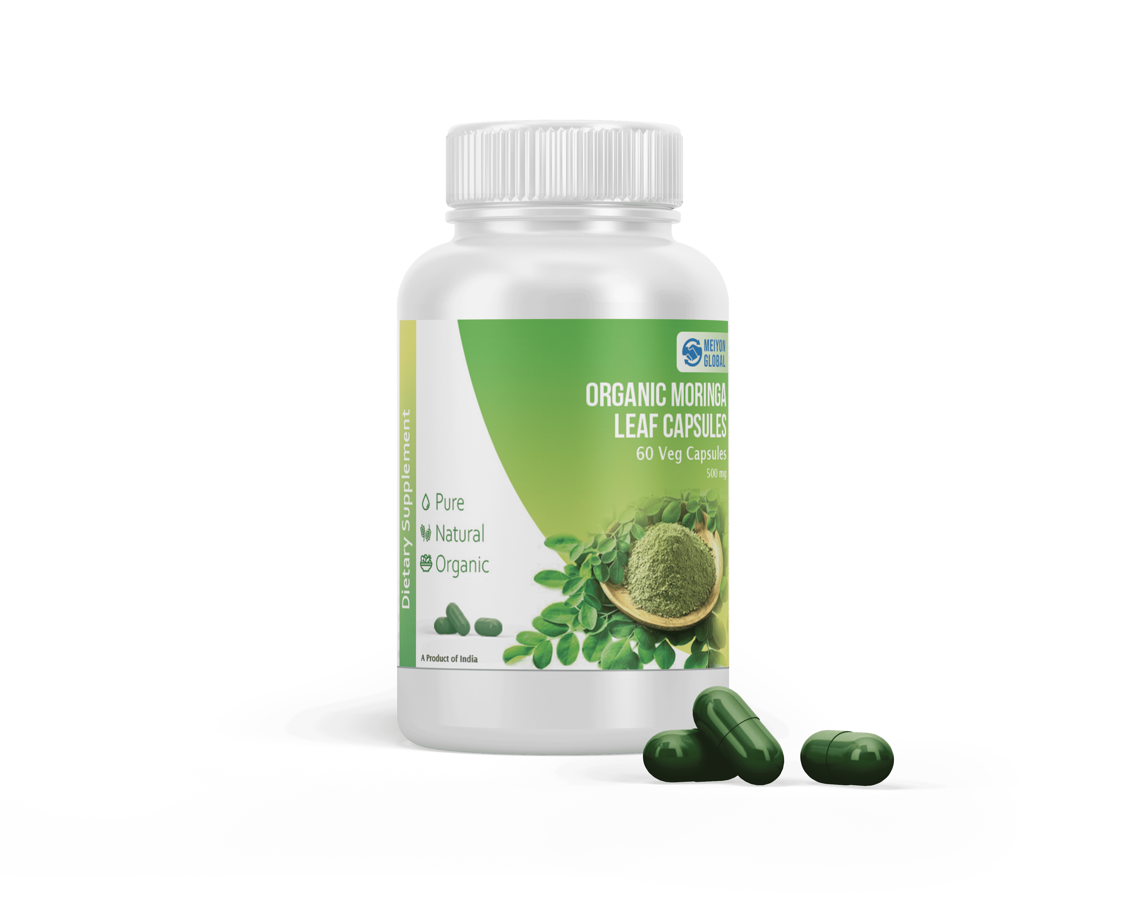 Moringa Leaf Capsules (500mg) -Boost Immunity, Reduce Blood sugar Level, Improve Digestion, Supports Weight Loss