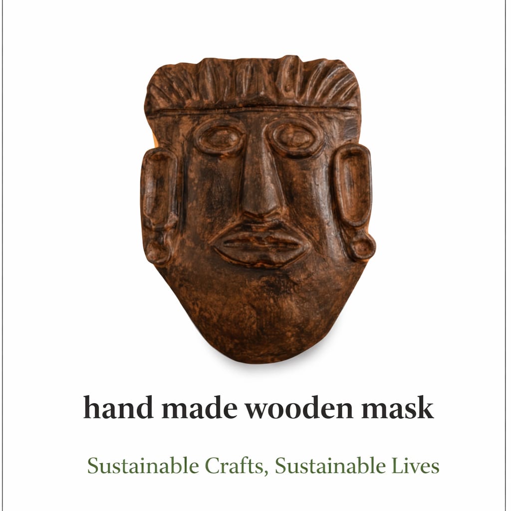 HANDMADE WOODEN MASK (ETHICAL WALL DECOR)