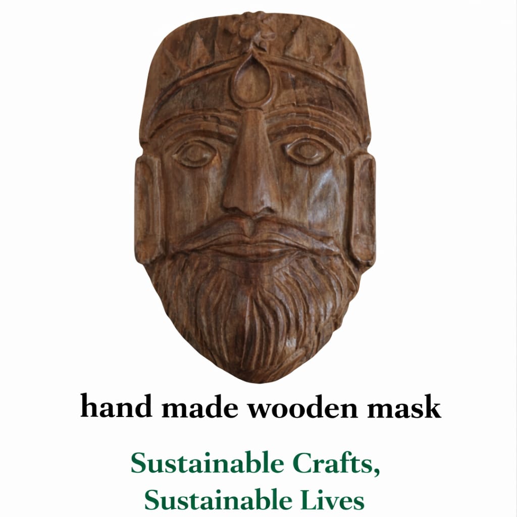 HANDMADE WOODEN MASK (ETHICAL WALL DECOR)