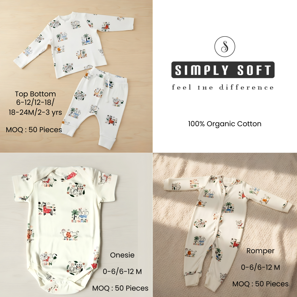 Organic Cotton Baby Clothing Set Top Bottom Onesie Romper 3 Piece Infant & Toddler Wear
