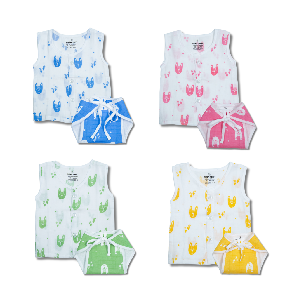 Muslin Jabla and nappy set for newborn baby 0-3 months. 8 pieces infant wear