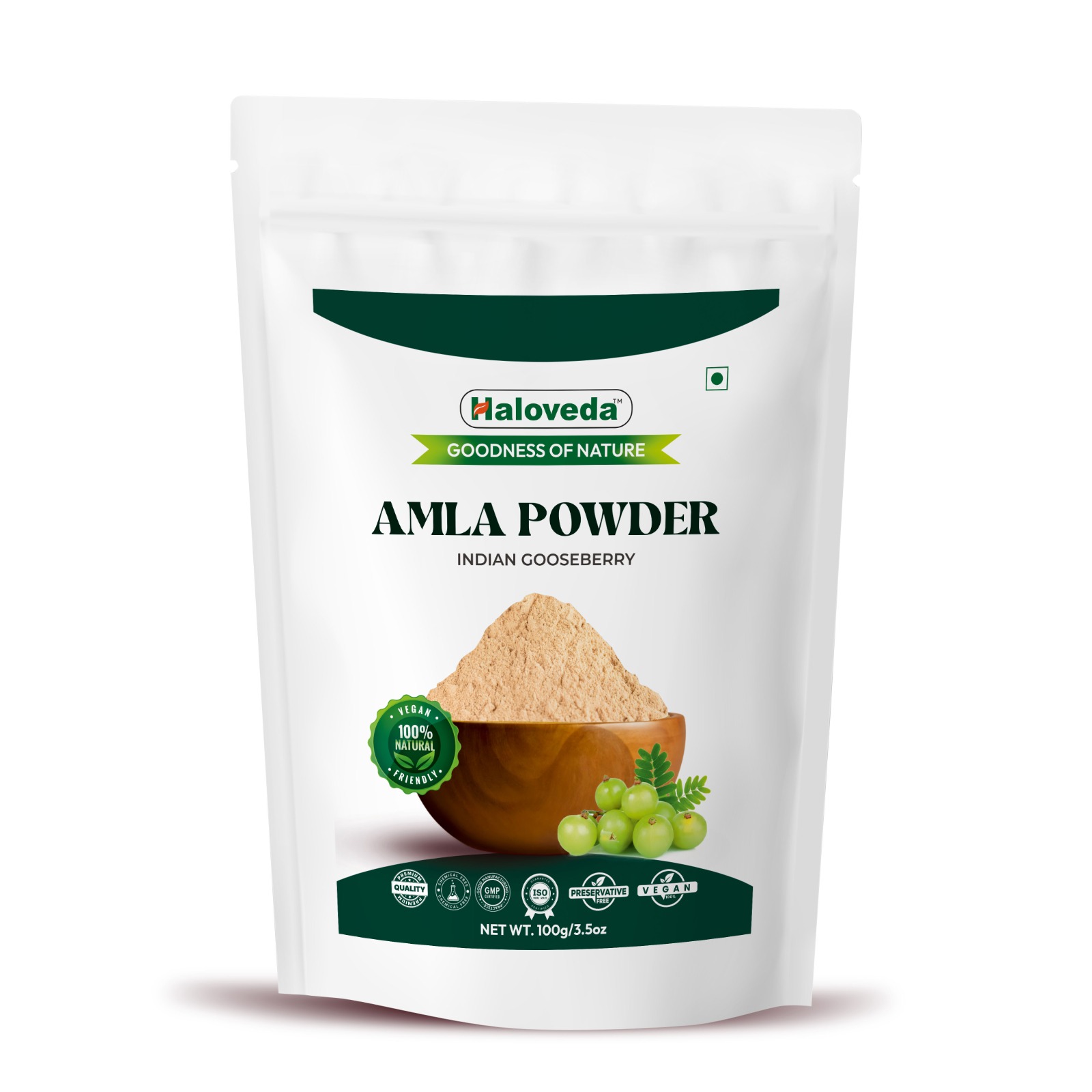 Haloveda Herbal Amla Powder for Hair & Skin | 100% Pure & Natural Indian Gooseberry Powder | Hair Growth, Hair Fall Control & Skin Care | Chemical-Fre