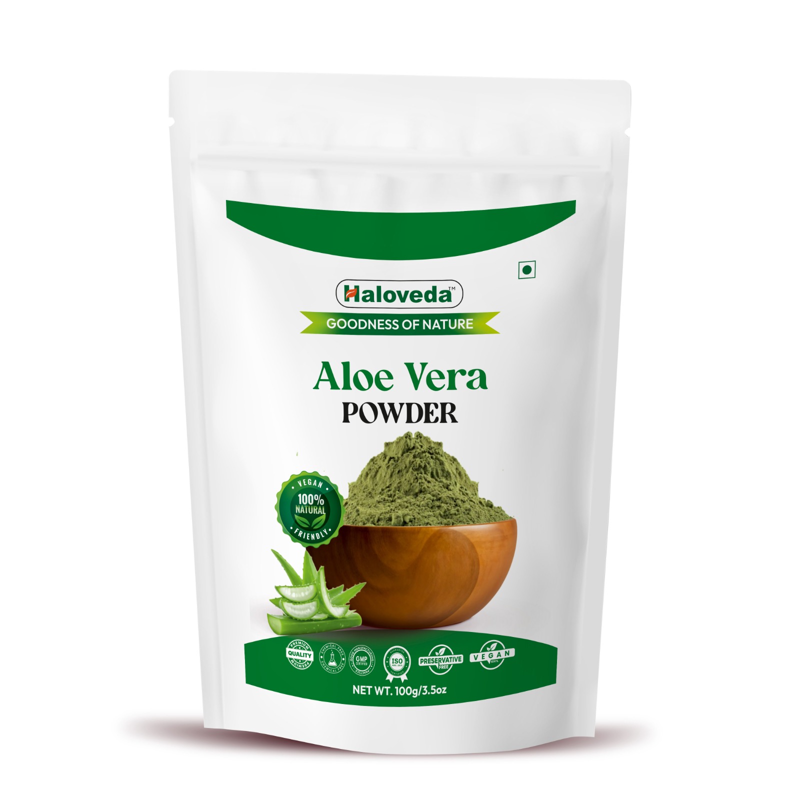 Haloveda Herbal Aloe Vera Powder for Skin & Hair | 100% Pure & Natural Aloevera Powder | Hydration, Skin Glow & Hair Care | Chemical-Free Herbal Powde
