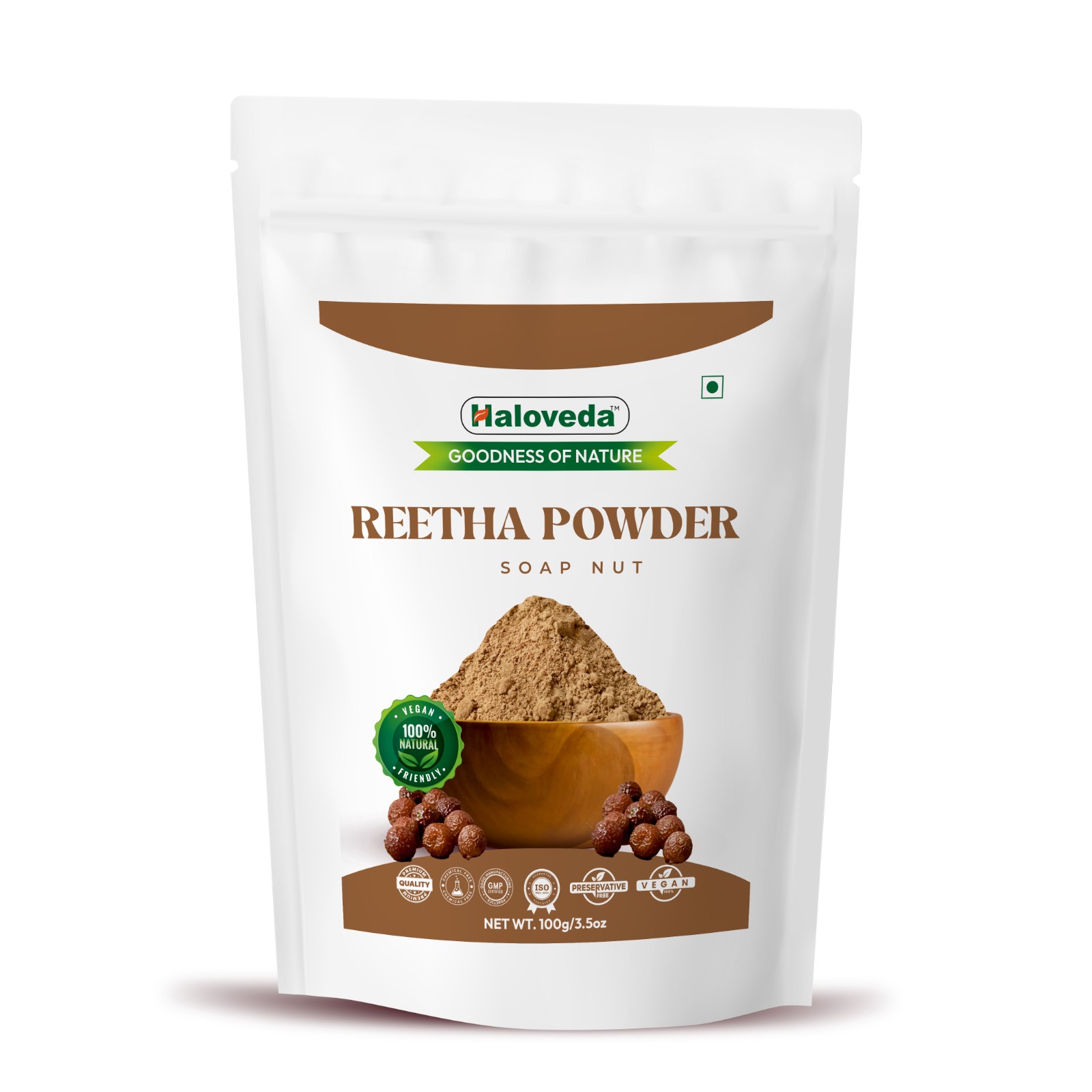 Haloveda Herbal Reetha Powder for Hair | 100% Pure & Natural Soapnut Powder | Herbal Shampoo, Hair Cleanser, Anti-Dandruff & Hair Growth | Chemical-Fr